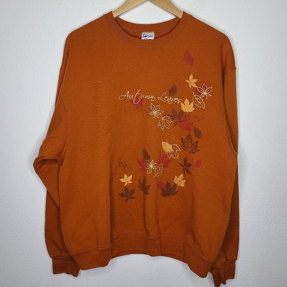 Jerzees Orange "Autumn Leaves" Crewneck Sweater